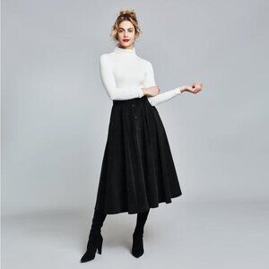 Behida Dolić Black Corduroy A-Line Skirt, size Large